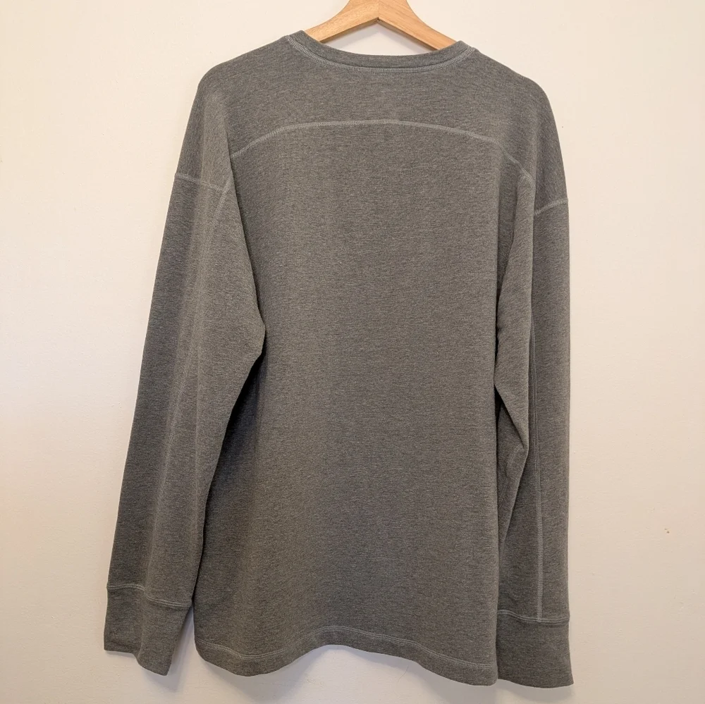 North Face Sweater Mens XL Long Sleeve Crew Neck Pullover Henley Heather Grey